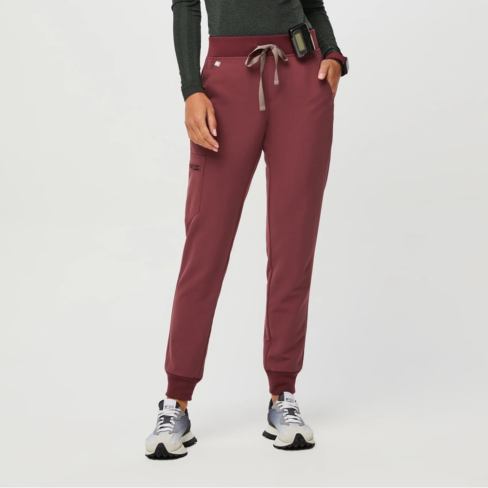 FIGS DARK CHERRY high waisted scrub pant PXL
